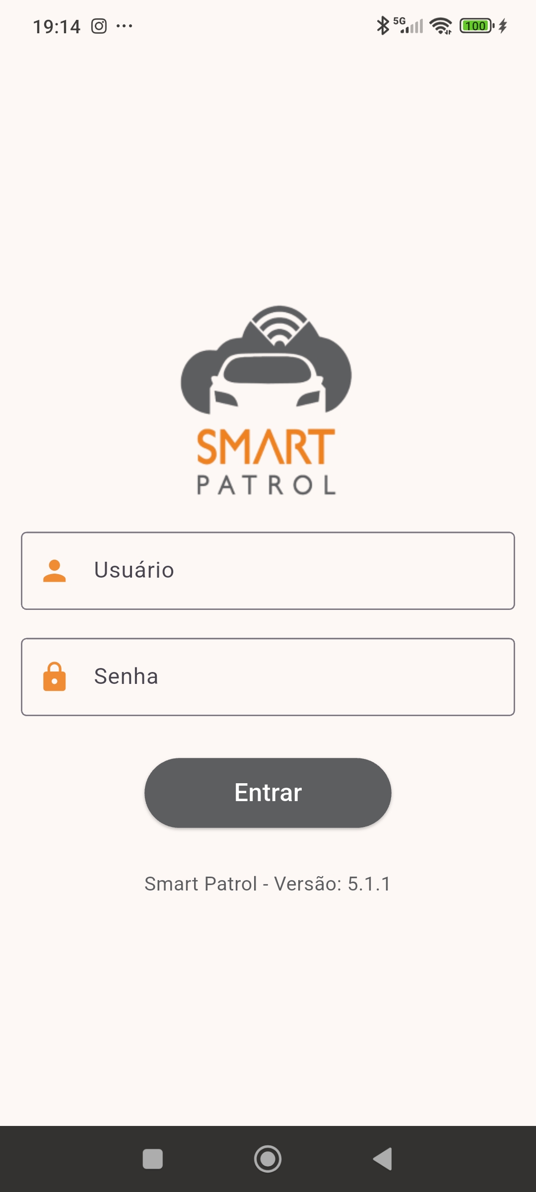 Tela de login do aplicativo Smart Patrol